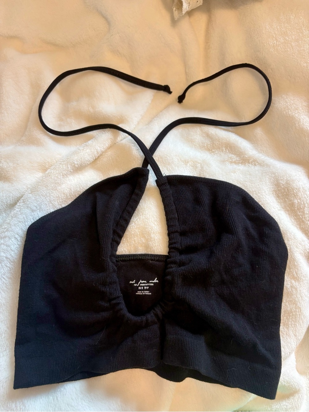 Urban Outfitters Black Halter One-Piece Top - Comfortable Ribbed Fabric